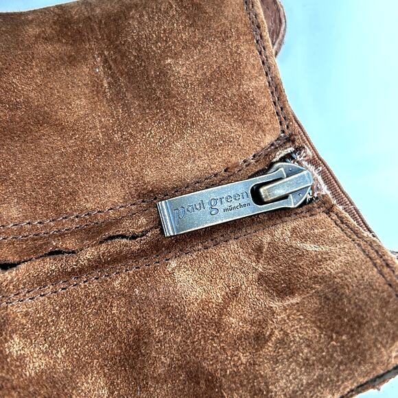 Paul Green Women Sante Western Cowboy Italian Brown Suede Boots size 7 - Picture 7 of 9